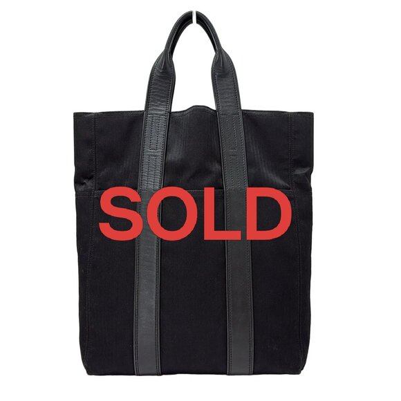 HERMES Acapulco Cabas - Black Toile chevron Leather None Tote Bag 444-071825 - Picture 1 of 8